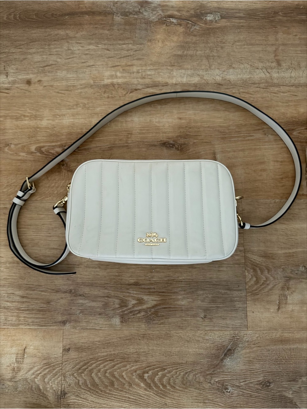 Coach Quilted Crossbody Bag in Cream with Gold Hardware